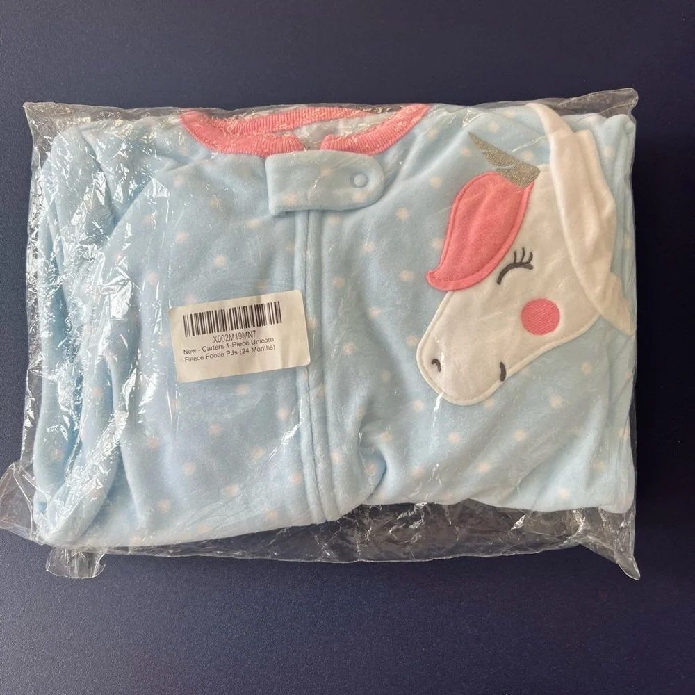 Carter's 1 Piece Fleece Unicorn Pajama PJs‎ Toddler Girl Sleeper Footie Size 24M